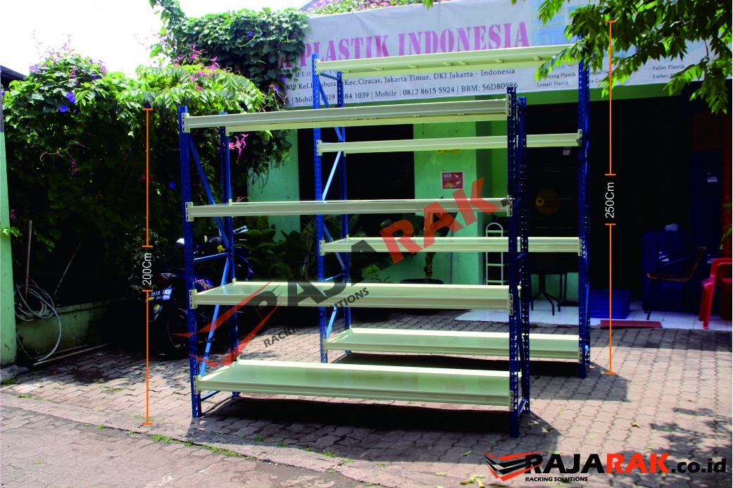 RAK GUDANG MEDIUM DUTY TIPE RR-50 T.250 KAPASITAS 500 KG, UKURAN 200x60x250 CM, 4 LEVEL SHELVING
