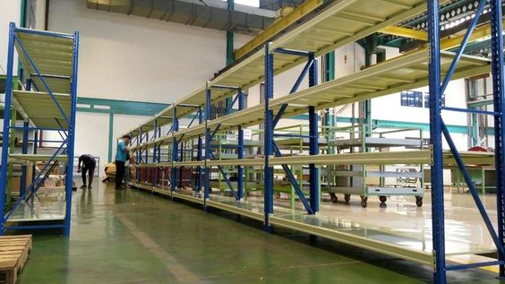 RAK BESI SUSUN GUDANG MEDIUM DUTY TIPE RR-500 TINGGI 200 CM, KAPASITAS (LOAD MAX) 500 KG / LEVEL, UKURAN P.200 x L.60 x T.200 CM, 4 SUSUN SHELVING, WARNA TIANG BIRU SHELVING KREM