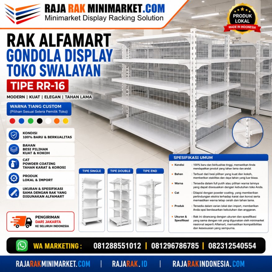 RAK ALFAMART GONDOLA DISPLAY TOKO SWALAYAN TIPE RR-16 | Rak Display Toko Minimarket Standar Alfamart | RAJA RAK INDONESIA