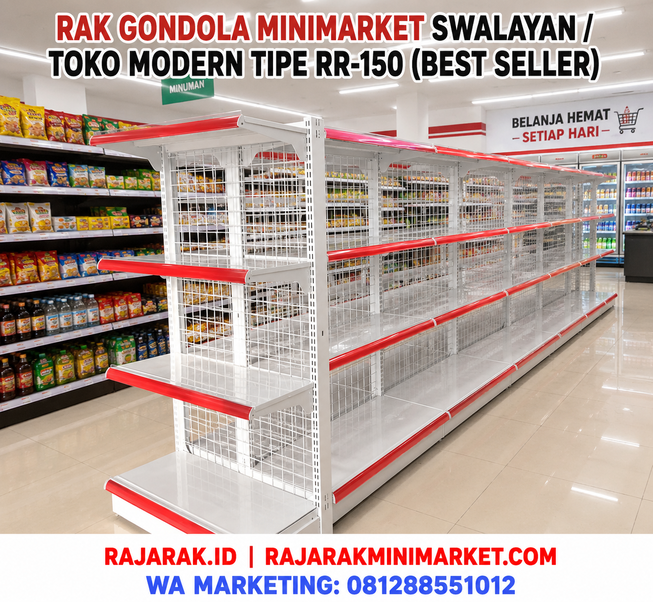 RAK GONDOLA MINIMARKET SWALAYAN TOKO MODERN TIPE RR-150 (BEST SELLER) | RAJA RAK INDONESIA