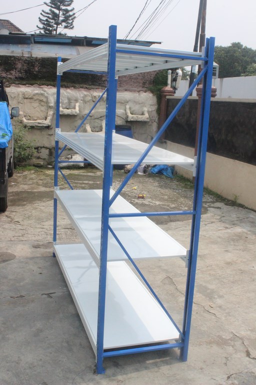 RAK GUDANG LIGHT DUTY TIPE RR-36 T.200 | RAK BESI SUSUN SERBAGUNA, 4 LEVEL SHELVING, KAPASITAS 250 KG/LEVEL ATAU 1 TON/UNIT, UKURAN 200cm x 60cm x 200cm