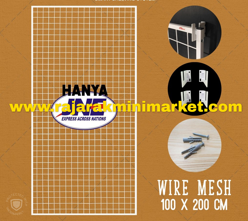 RAM BINGKAI WIREMESH 100x200 CM + H5 WALL PUTIH | Rak Dinding Gantung Mundo Toko Aksesoris