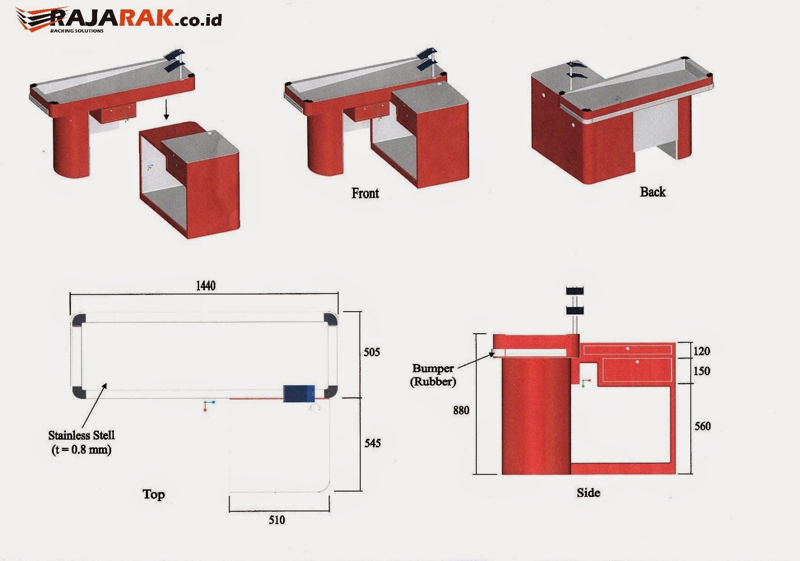 MEJA KASIR MINIMARKET / SUPERMARKET TOKO MODERN TIPE MK-01 (BEST SELLER) | RAJARAK.ID | JUAL KE SELURUH INDONESIA