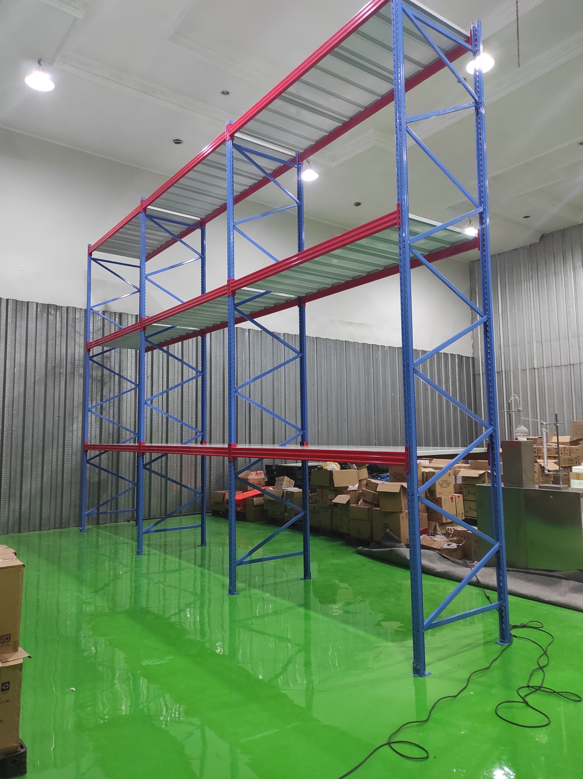 RAK BESI GUDANG UKURAN BESAR KAPASITAS 1 TON / SUSUN SHELVING TIPE RR-1000 | PANJANG 240 CM, LEBAR 100 CM, TINGGI 500 CM (UKURAN BISA CUSTOM, READY STOCK!!!) | KIRIM KE SELURUH INDONESIA