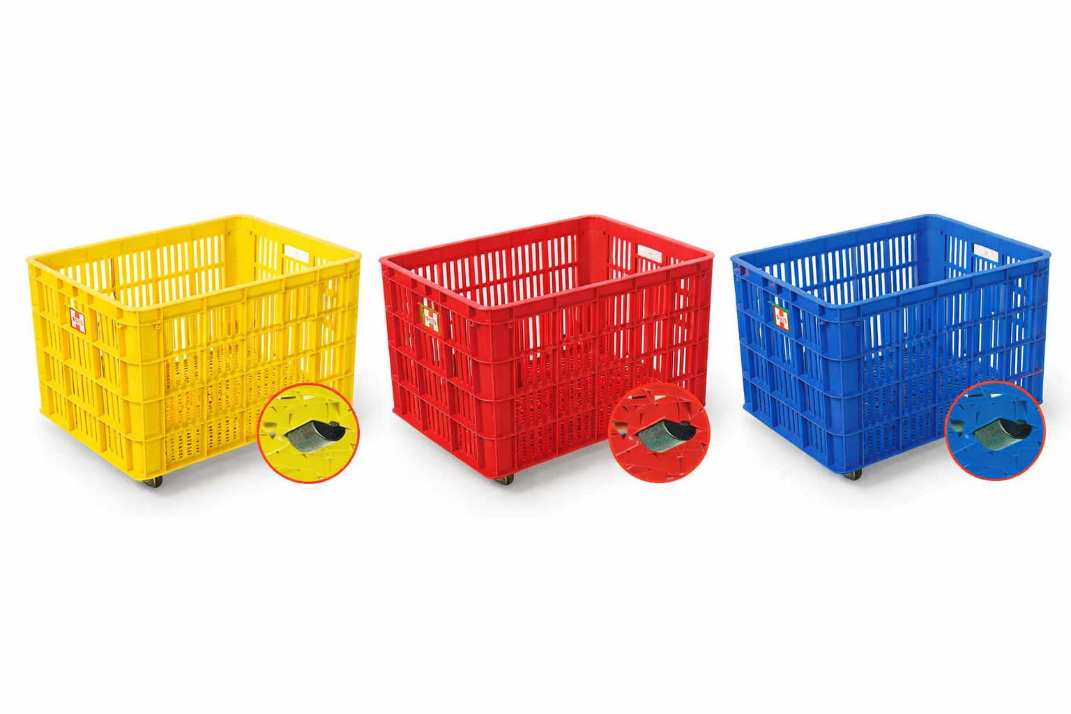 CONTAINER BOX PLASTIK INDUSTRI BESAR 140 LITER BERLUBANG RODA HANATA 3000 UKURAN 68 x 49 x 42 CM | RAJA RAK INDONESIA