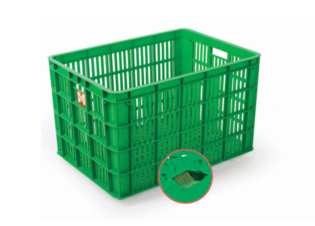 CONTAINER BOX PLASTIK INDUSTRI BESAR 140 LITER BERLUBANG RODA HANATA 3000 UKURAN 68 x 49 x 42 CM | RAJA RAK INDONESIA