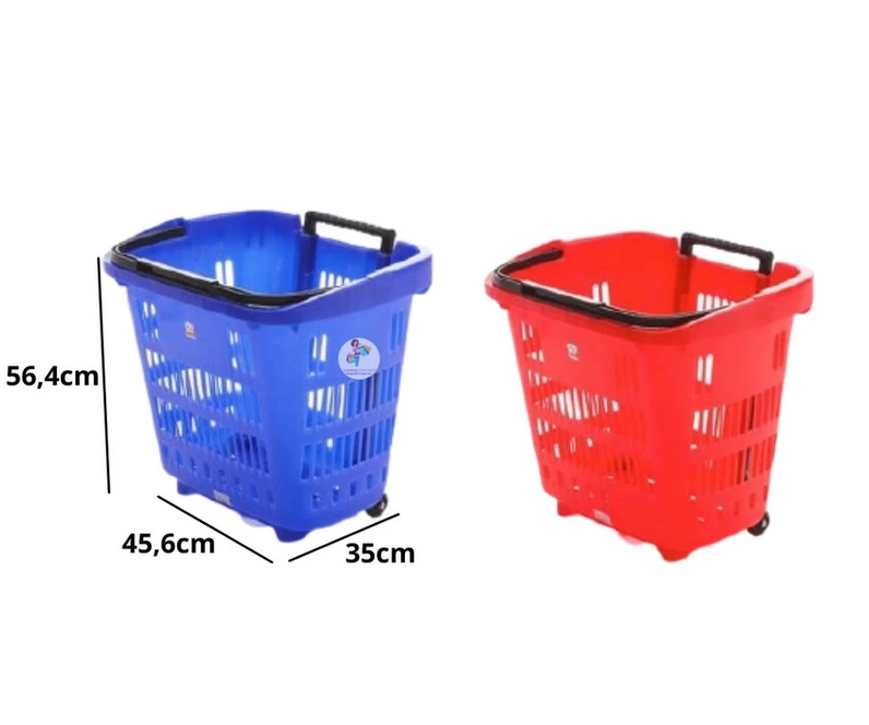 KERANJANG BELANJA SUPERMARKET DORONG PLASTIK GREEN LEAF PULLEY TROLLEY BASKET 3807