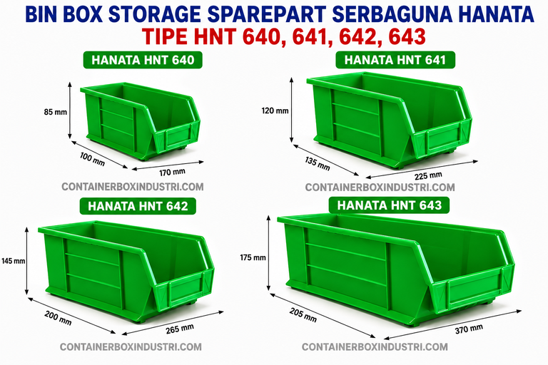 BIN BOX STORAGE SPARE PART SERBAGUNA HANATA TIPE HNT 640, 641, 642 & 643 WARNA HIJAU