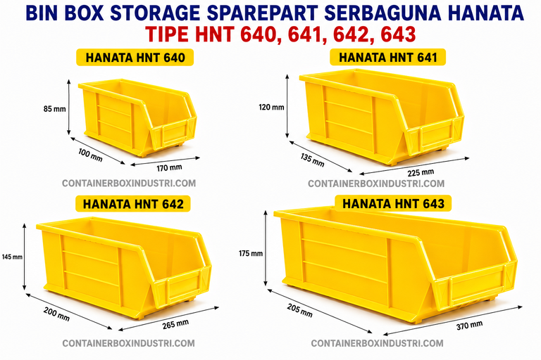 BIN BOX STORAGE SPARE PART SERBAGUNA HANATA TIPE HNT 640, 641, 642 & 643 WARNA KUNING
