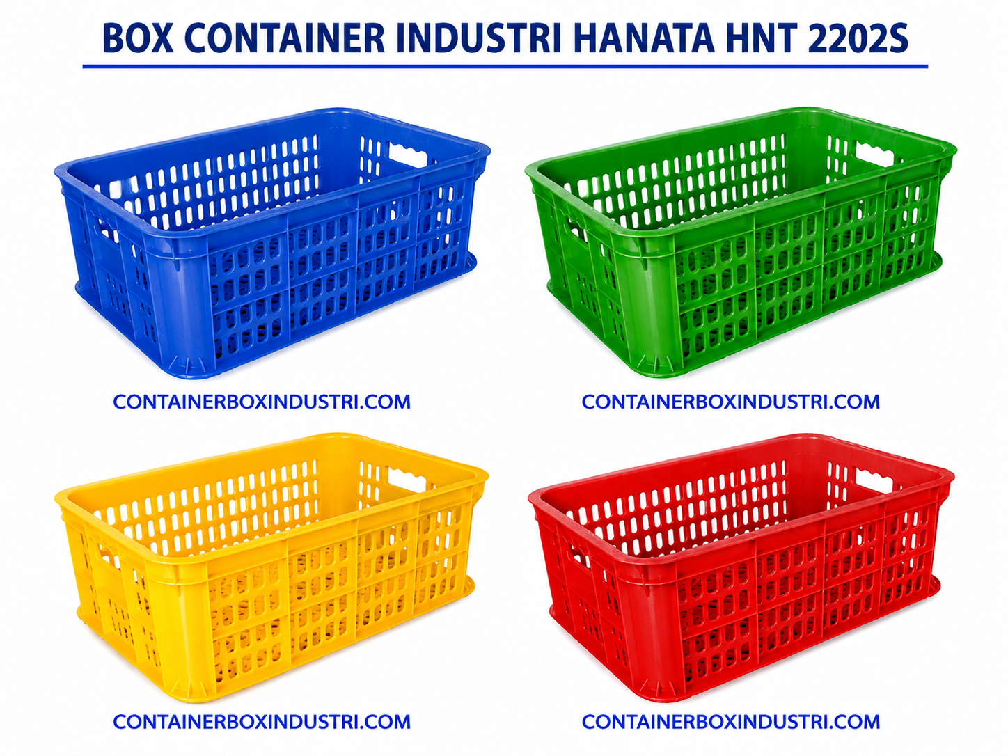 BOX CONTAINER INDUSTRI PLASTIK BERLUBANG HANATA HNT 2202S (SMALL) UKURAN 52x37x19 CM | RAJA RAK INDONESIA