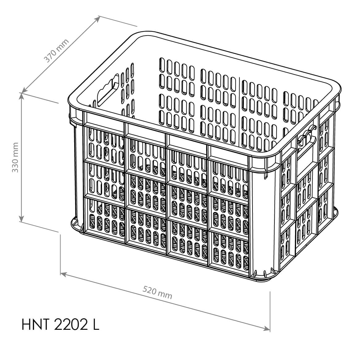 BOX CONTAINER INDUSTRI PLASTIK BERLUBANG HANATA HNT 2202L (LARGE) UKURAN 52x37x33 CM | RAJARAK.ID