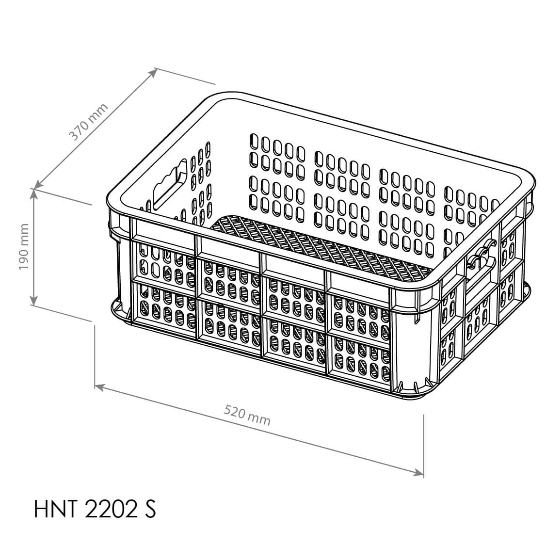 BOX CONTAINER INDUSTRI PLASTIK BERLUBANG HANATA HNT 2202S (SMALL) UKURAN 52x37x19 CM | RAJA RAK INDONESIA