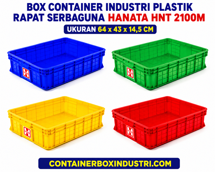 BOX CONTAINER INDUSTRI PLASTIK RAPAT SERBAGUNA HANATA HNT 2100M UKURAN 64x43x14,5 CM: Solusi Penyimpanan Praktis dan Efisien untuk Berbagai Kebutuhan Industri
