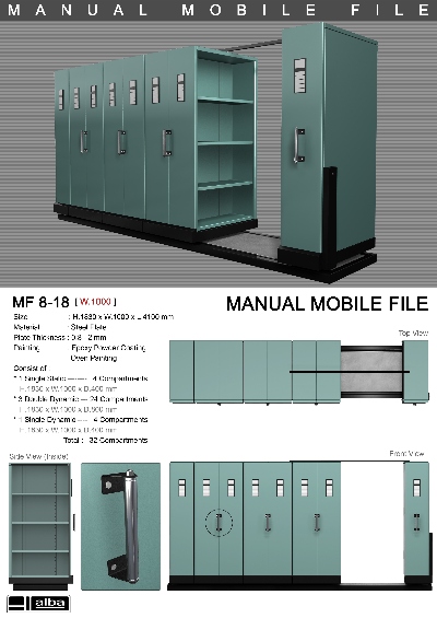 LEMARI ARSIP KANTOR ROLL O PACK / MOBILE FILE MANUAL ALBA 32 KOMPARTEMEN TIPE MF-8-18: Solusi Penyimpanan Arsip Profesional untuk Kantor Modern