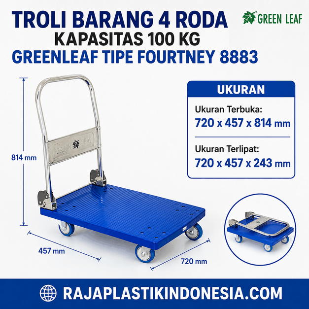 TROLI BARANG 4 RODA KAPASITAS 100 KG GREENLEAF TIPE FOURTNEY 8883 | RAJA RAK INDONESIA